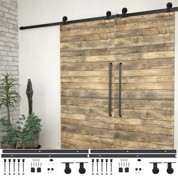Vidaxl -Hardware -Sets für Schiebetüren 2 ST 200 cm Stahl schwarz