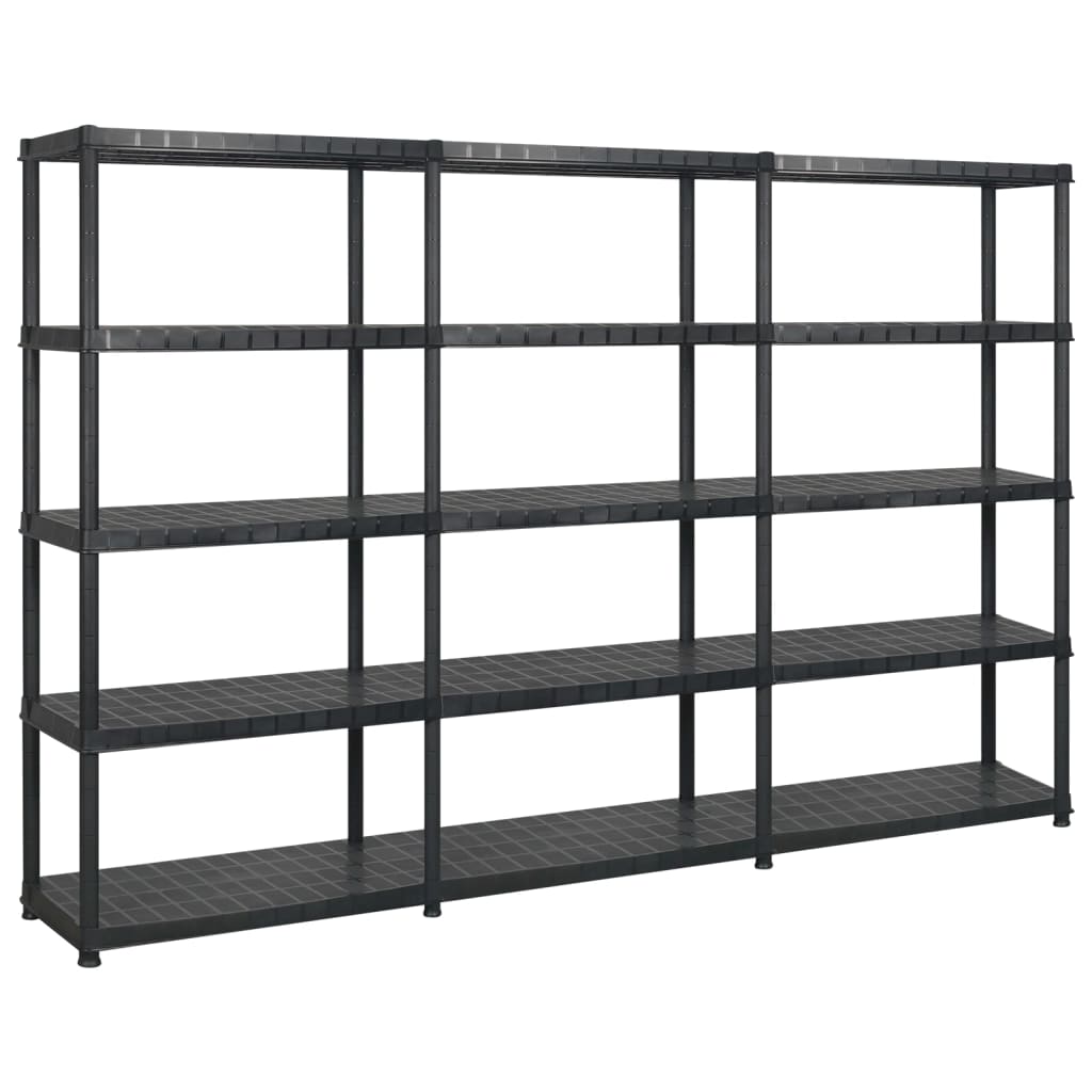 VIDAXL-LAGER RAKE 5-LAYER 274,5 x 45,7 x 185 cm Kunststoff Schwarz