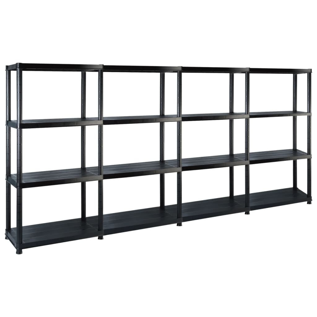 VIDAXL-LAGER RAKE 4-Layer 244x30.5x130 cm Kunststoff Schwarz