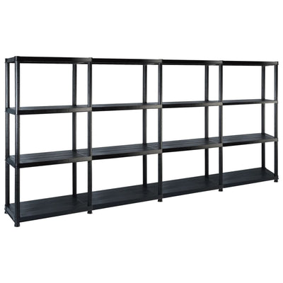 VIDAXL-LAGER RAKE 4-Layer 244x30.5x130 cm Kunststoff Schwarz