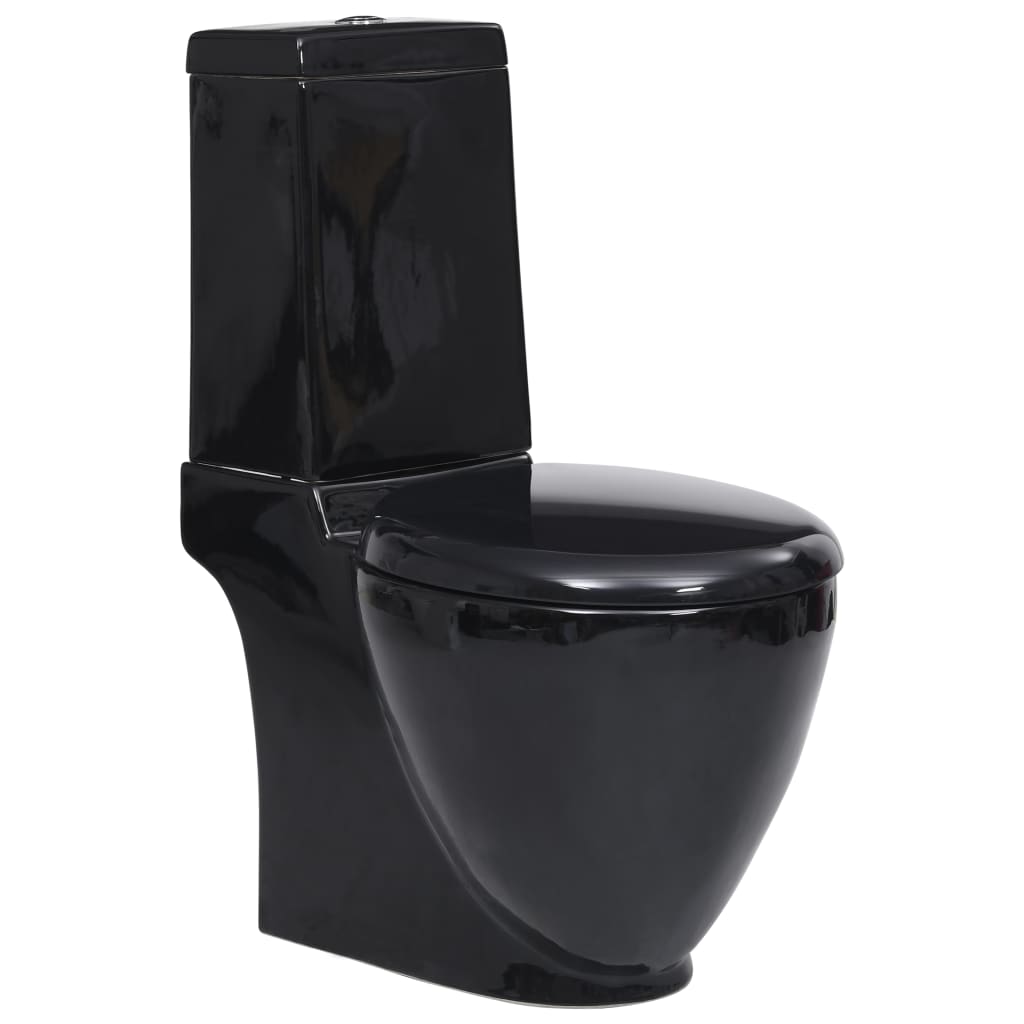 Vidaxl Toilettenrunde Abfluss unter Keramikschwarz