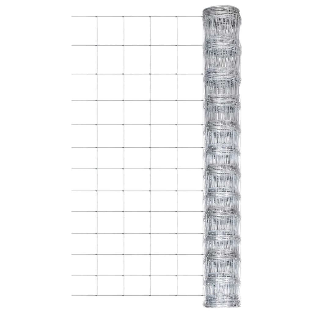 Vidaxl -Zaun 50 m 150 cm verzinkter Stahl Silberfarben