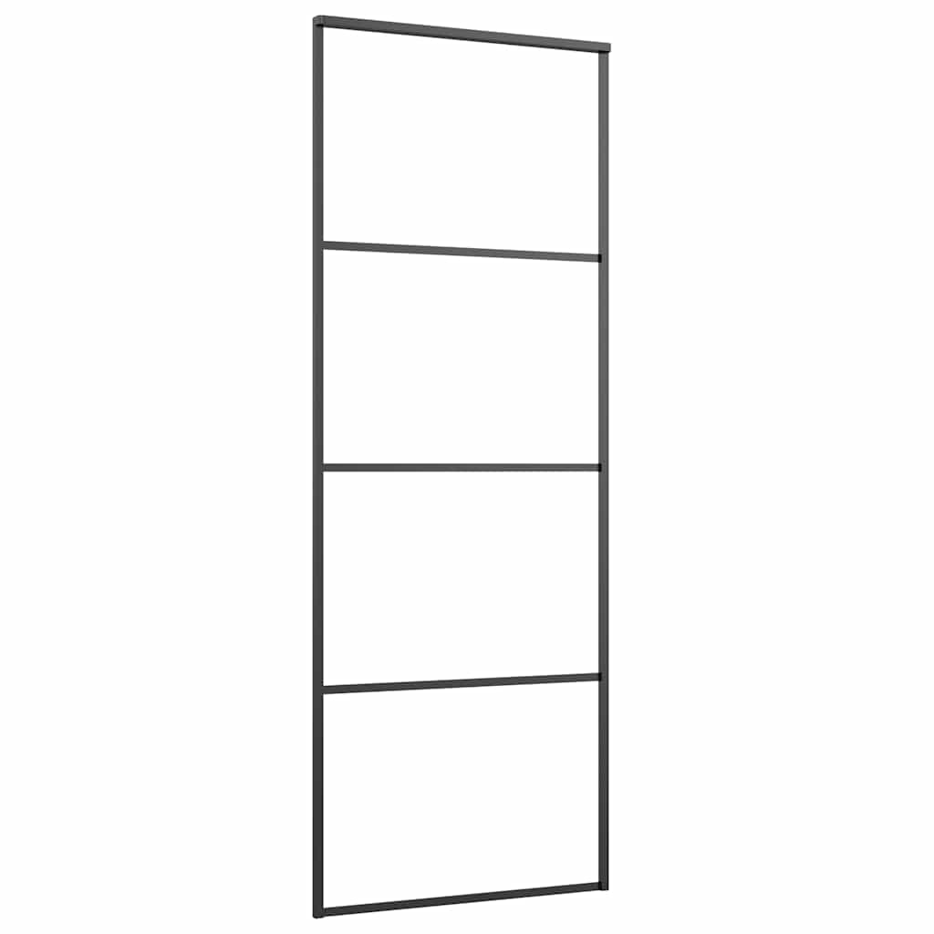 VIDAXL -Schiebetür 76x205 cm Aluminium und ESG -Glas schwarz