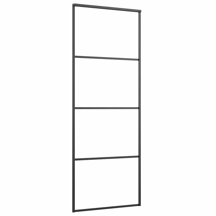 VIDAXL -Schiebetür 76x205 cm Aluminium und ESG -Glas schwarz
