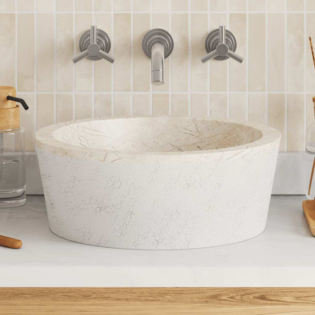 VIDAXL SAKK Ø40x15 cm Marmorcreme gefärbt