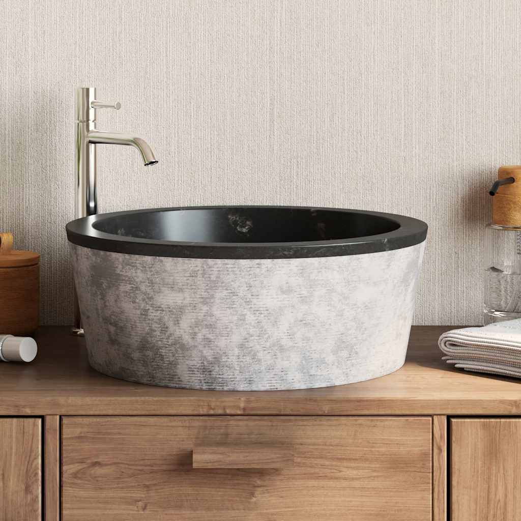 VIDAXL SAKK Ø40x15 cm Marmor Schwarz