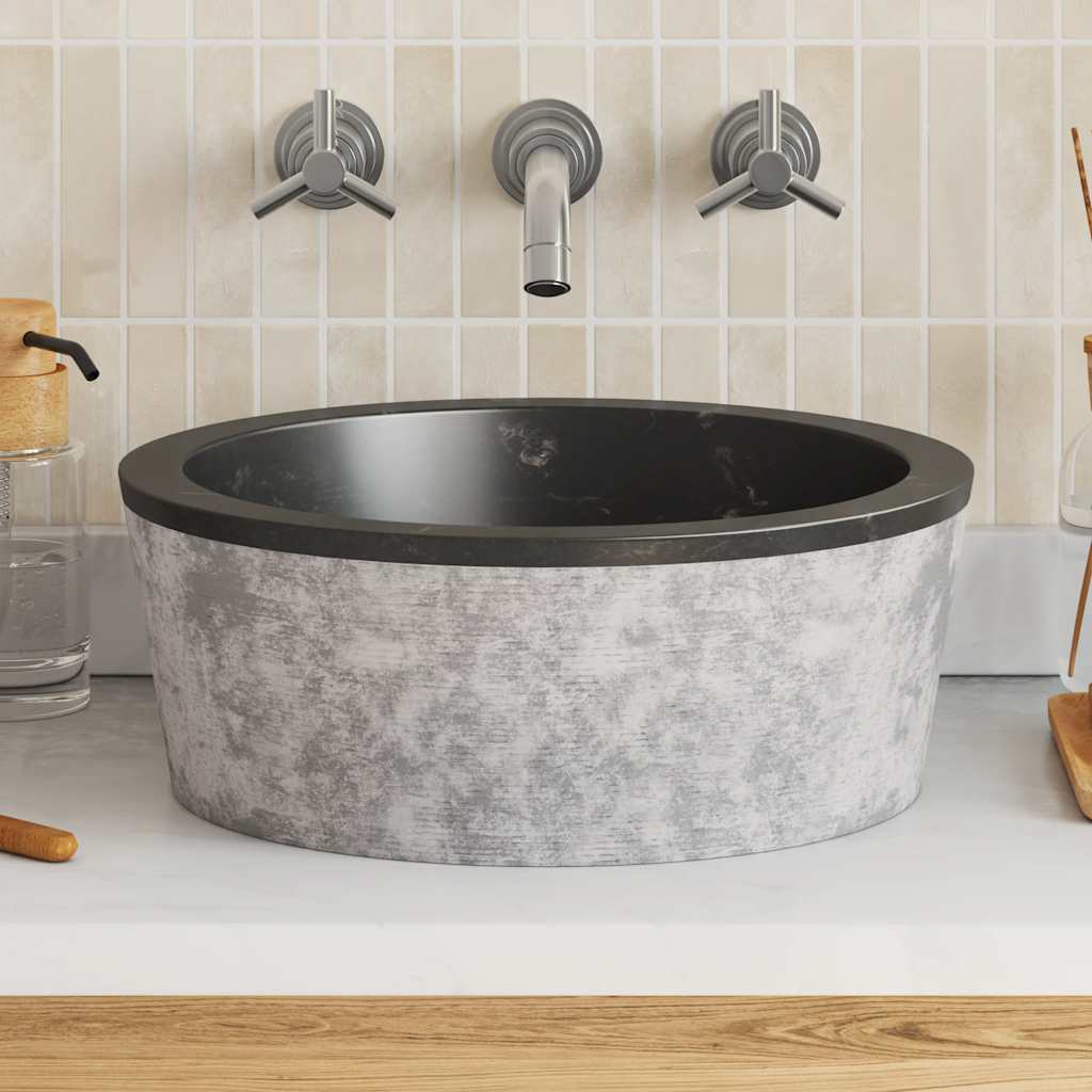 VIDAXL SAKK Ø40x15 cm Marmor Schwarz