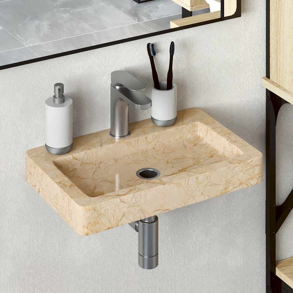 VIDAXL WASHBAIN WALL -MOUND 38x24x6,5 cm Marmorcreme -Colored