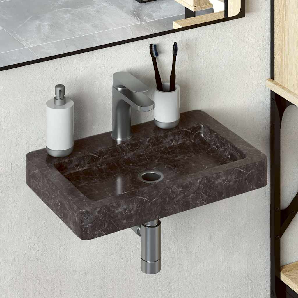 VIDAXL WASHBAIN -MALL -MOUND 38x24x6,5 cm Marmor Schwarz