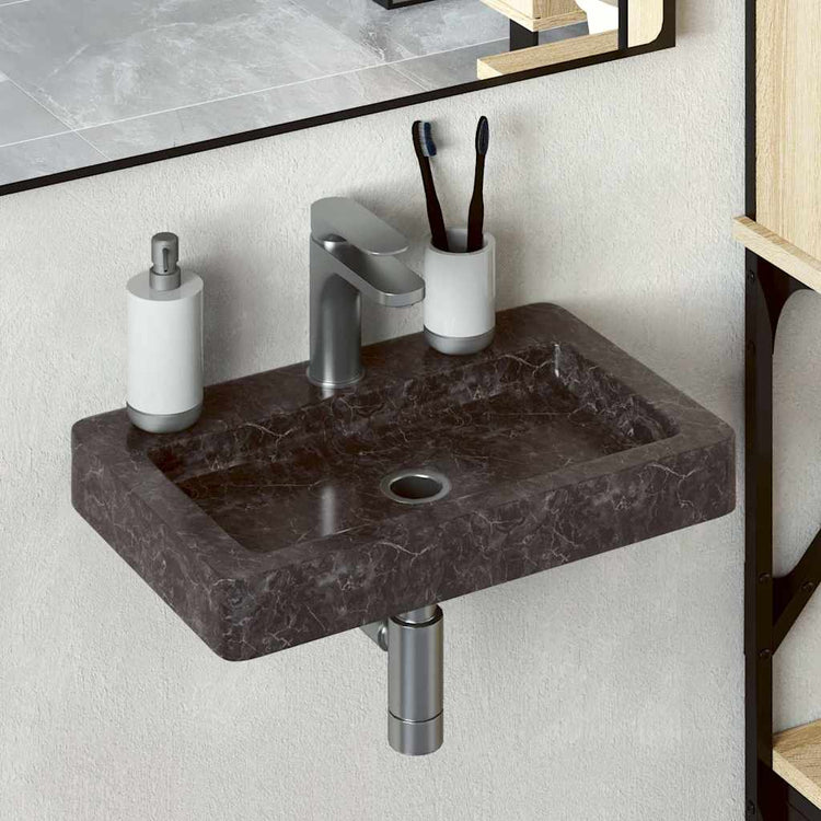 VIDAXL WASHBAIN -MALL -MOUND 38x24x6,5 cm Marmor Schwarz