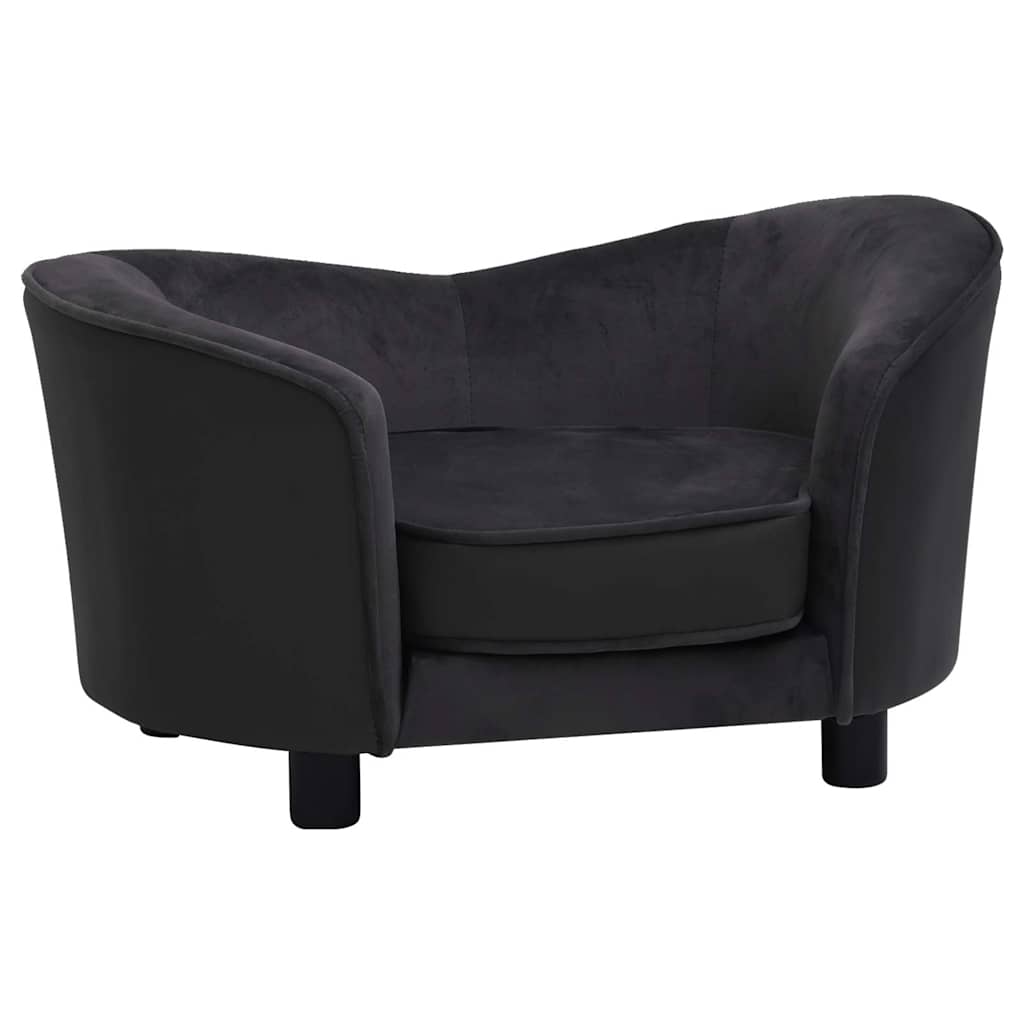 Vidaxl Hundebank 69x49x40 cm Pluche und künstliches Lederschwarz