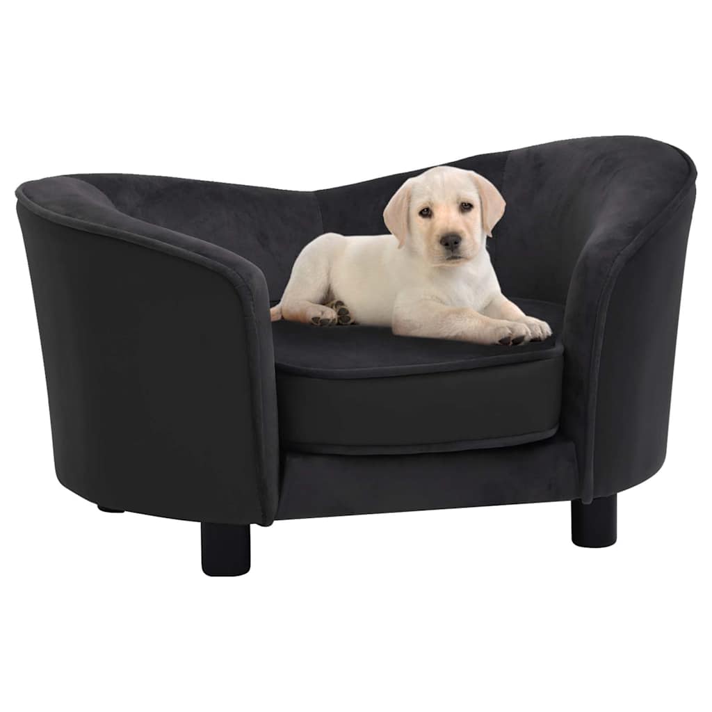 Vidaxl Hundebank 69x49x40 cm Pluche und künstliches Lederschwarz