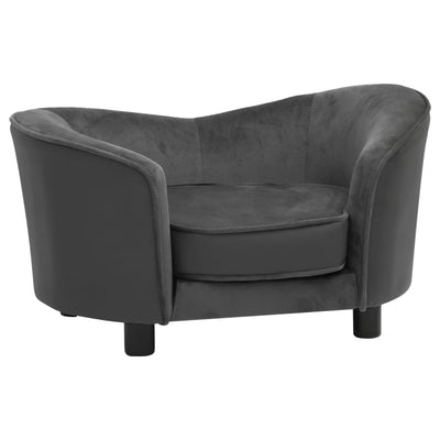 Vidaxl Hundebank 69x49x40 cm Plüsch und künstliches Leder dunkelgrau