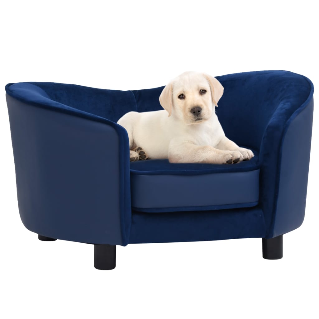 Vidaxl Hundebank 69x49x40 cm Pluche und künstliches Lederblau