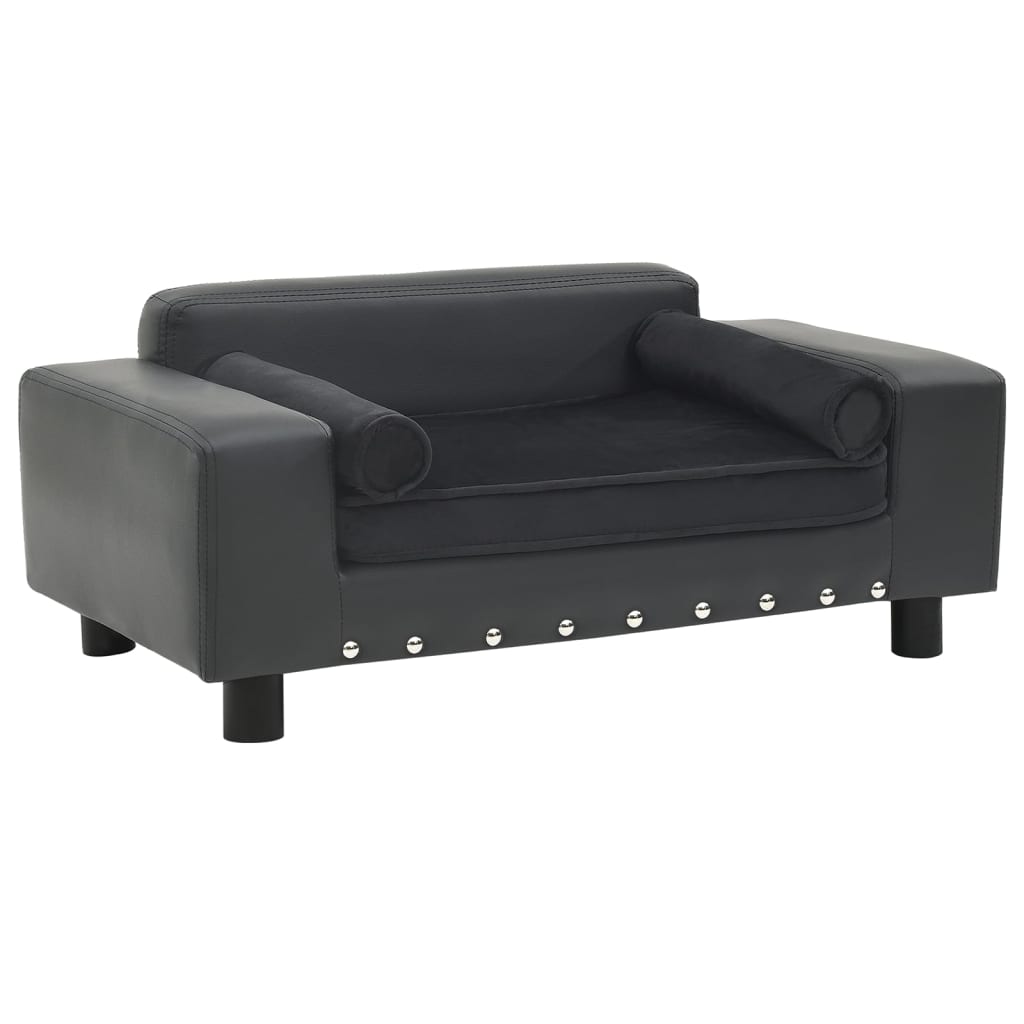 Vidaxl Hundebank 81x43x31 cm Plüsch und künstliches Leder dunkelgrau