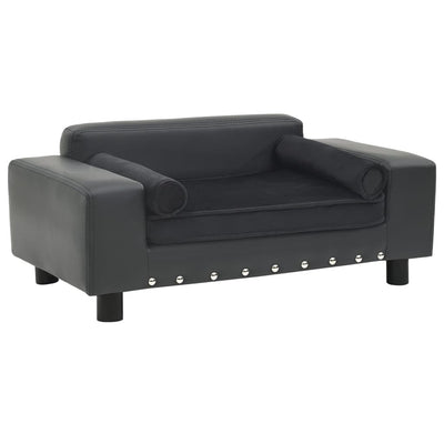 Vidaxl Hundebank 81x43x31 cm Plüsch und künstliches Leder dunkelgrau