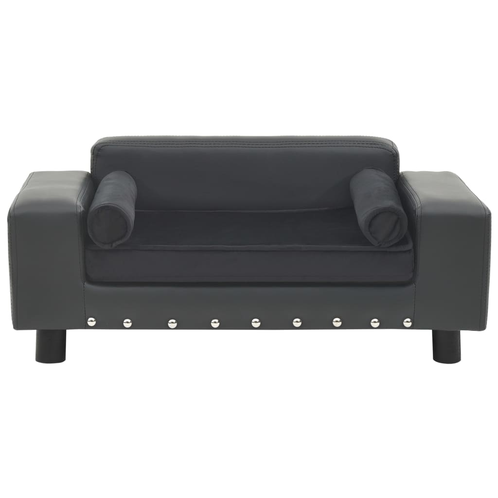 Vidaxl Hundebank 81x43x31 cm Plüsch und künstliches Leder dunkelgrau