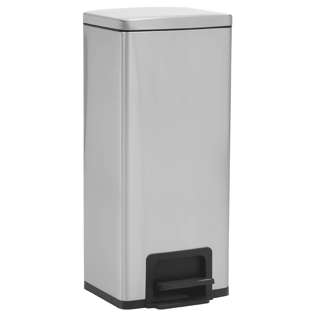 Vidaxl-Pedalbehälter mit Anti-Fingerabdruck 30 l Edelstahl Silberfarbe