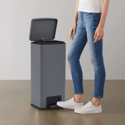 Vidaxl-Pedalbehälter mit Anti-Fingerabdruck 30 l Edelstahl grau