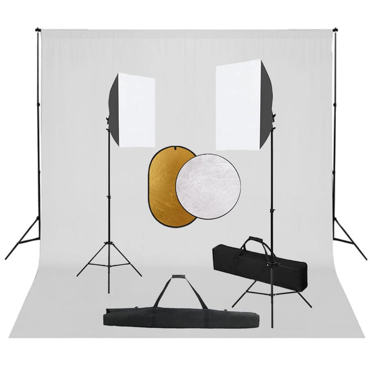 Vidaxl Photo Studio Set mit Softbox -Lampen, Hintergrund und Reflektor