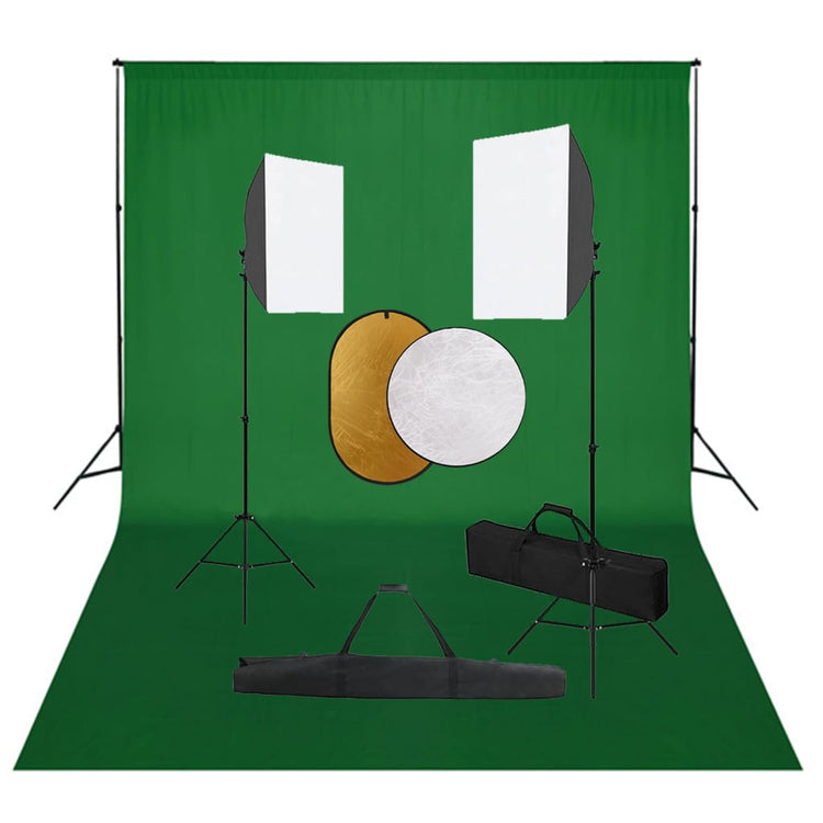 Vidaxl Photo Studio Set mit Softbox -Lampen, Hintergrund und Reflektor