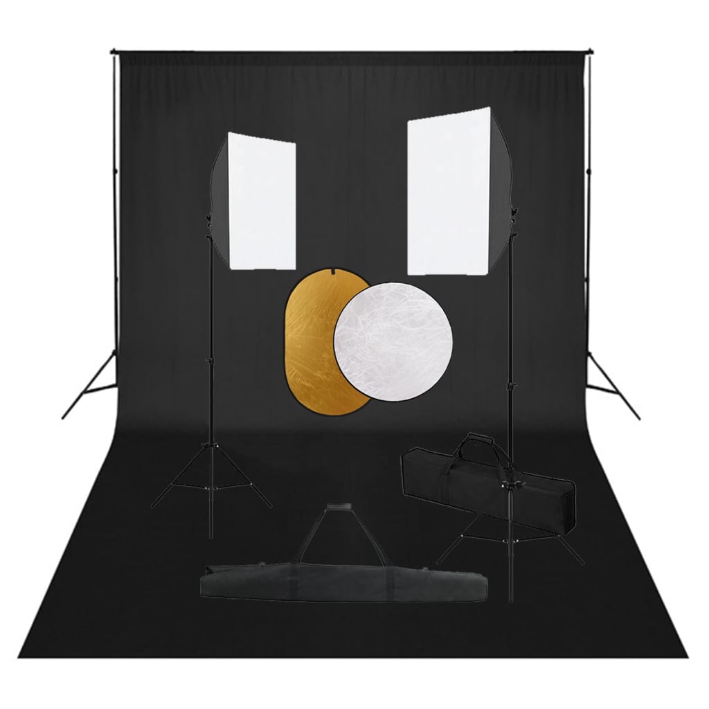 Vidaxl Photo Studio Set mit Softbox -Lampen, Hintergrund und Reflektor