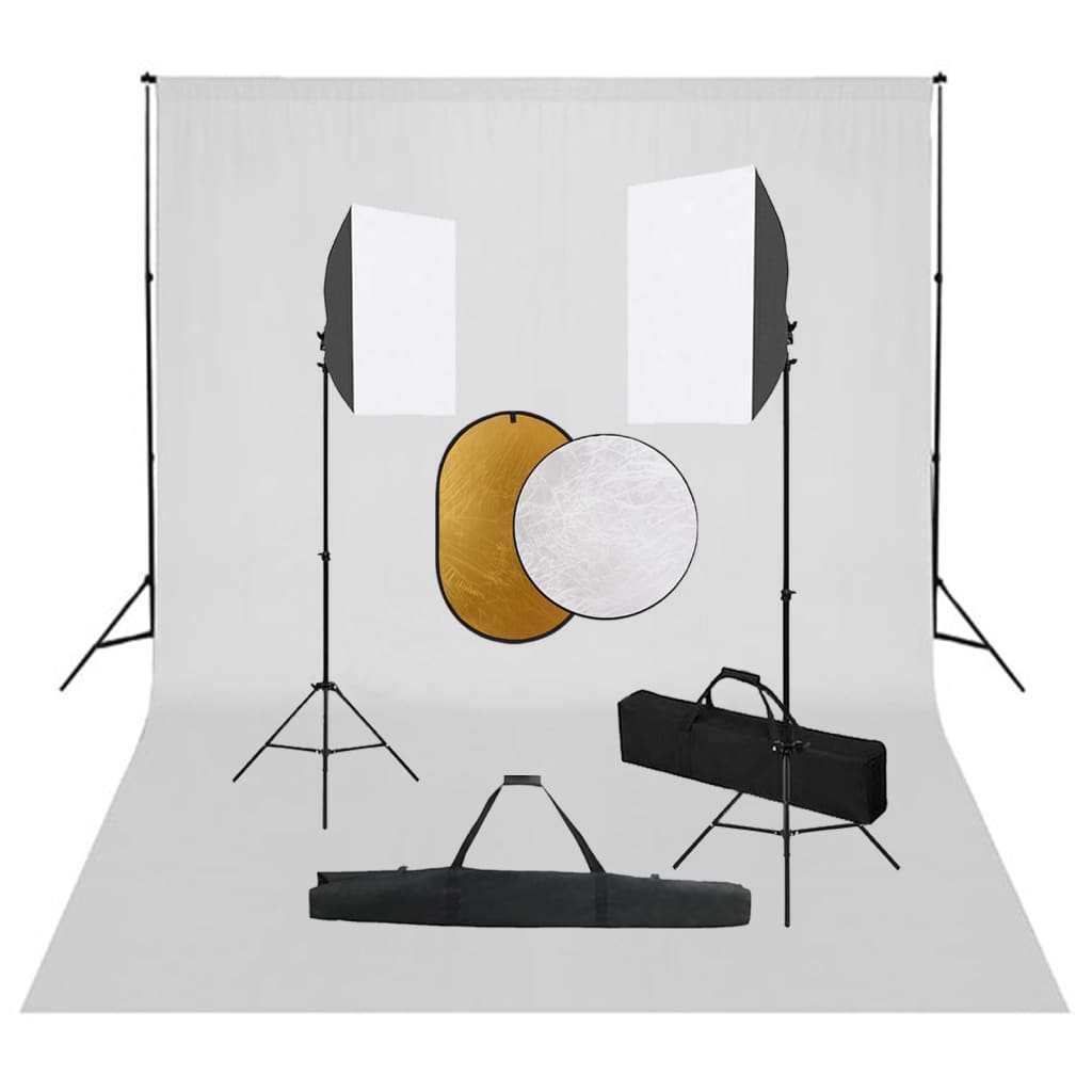Vidaxl Photo Studio Set mit Softbox -Lampen, Hintergrund und Reflektor