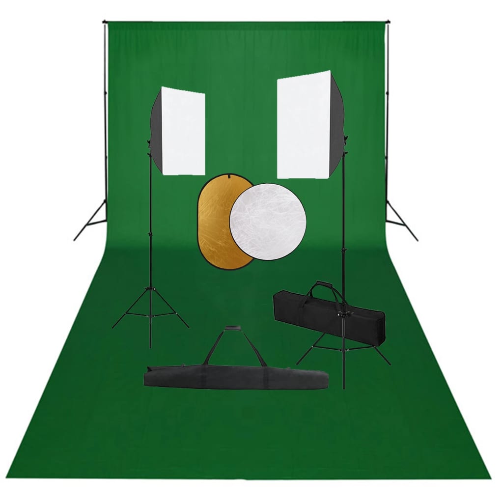 Vidaxl Photo Studio Set mit Softbox -Lampen, Hintergrund und Reflektor