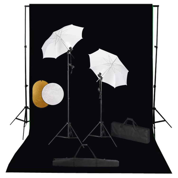 Vidaxl Photo Studio Set mit Lampen, Regenschirmen, Hintergrund und Reflektor