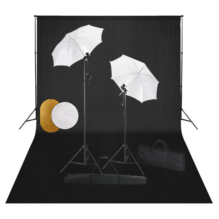 Vidaxl Photo Studio Set mit Lampen, Regenschirmen, Hintergrund und Reflektor