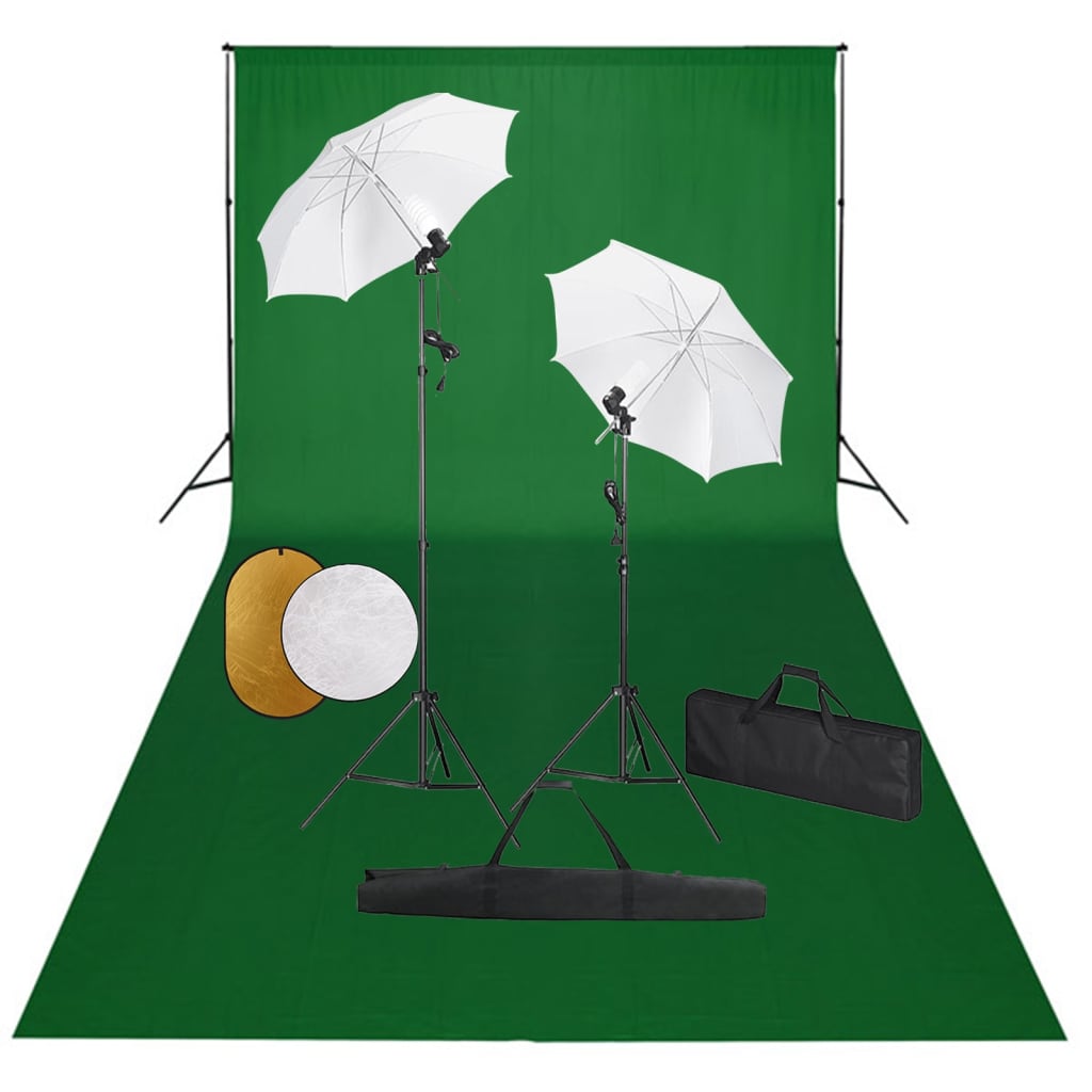 Vidaxl Photo Studio Set mit Lampen, Regenschirmen, Hintergrund und Reflektor