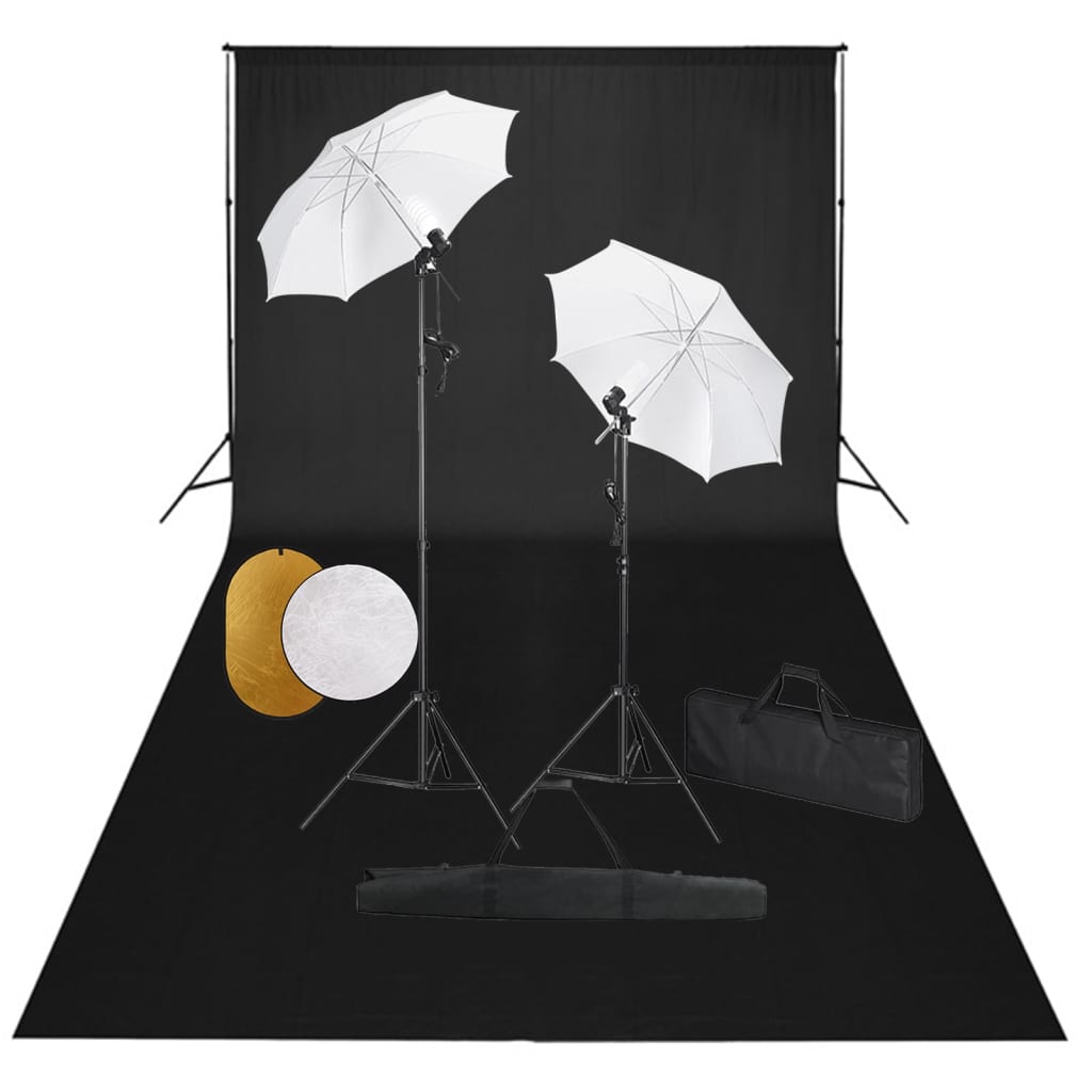 Vidaxl Photo Studio Set mit Lampen, Regenschirmen, Hintergrund und Reflektor