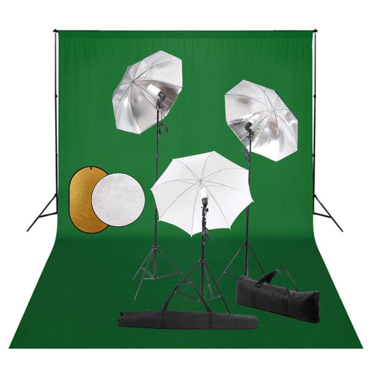Vidaxl Photo Studio Set mit Lampen, Regenschirmen, Hintergrund und Reflektor