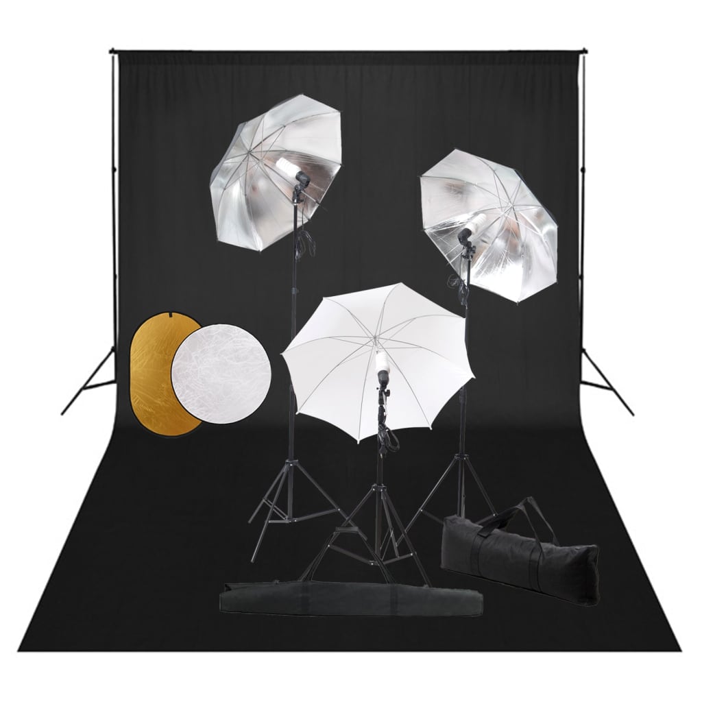 Vidaxl Photo Studio Set mit Lampen, Regenschirmen, Hintergrund und Reflektor