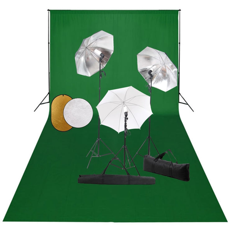 Vidaxl Photo Studio Set mit Lampen, Regenschirmen, Hintergrund und Reflektor