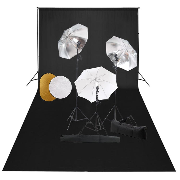 Vidaxl Photo Studio Set mit Lampen, Regenschirmen, Hintergrund und Reflektor