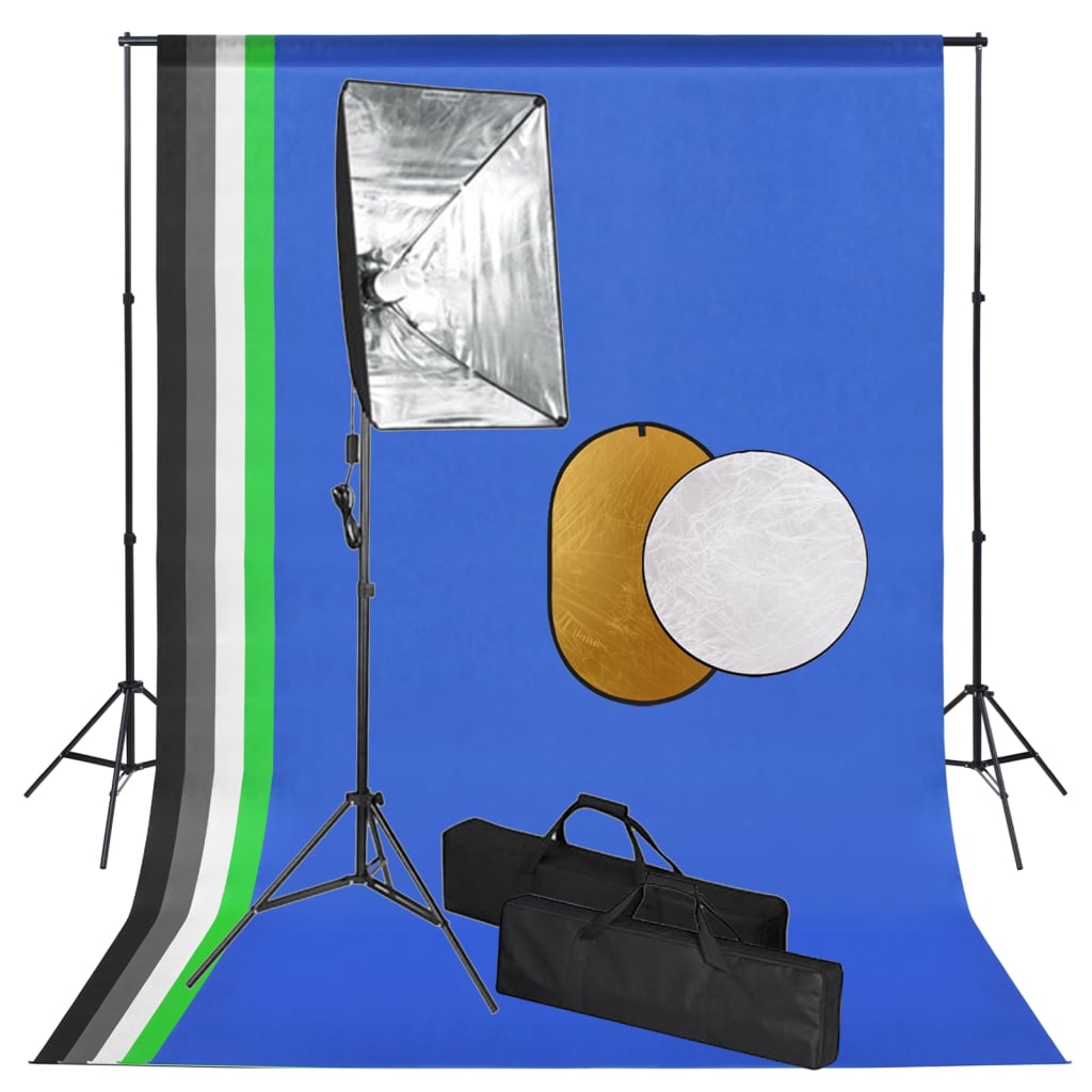 Vidaxl Photo Studio Set mit Softbox -Lampen, Hintergrund und Reflektor