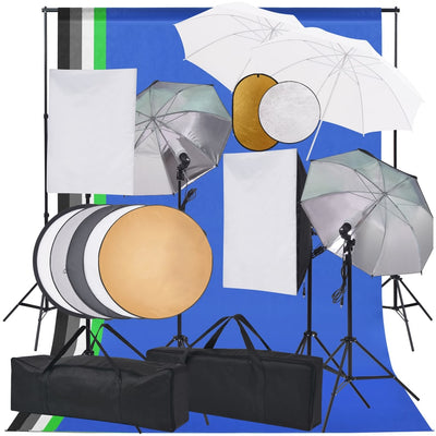 Vidaxl Photo Studio Set mit Softbox Lamps Dach des Hintergrundreflektors