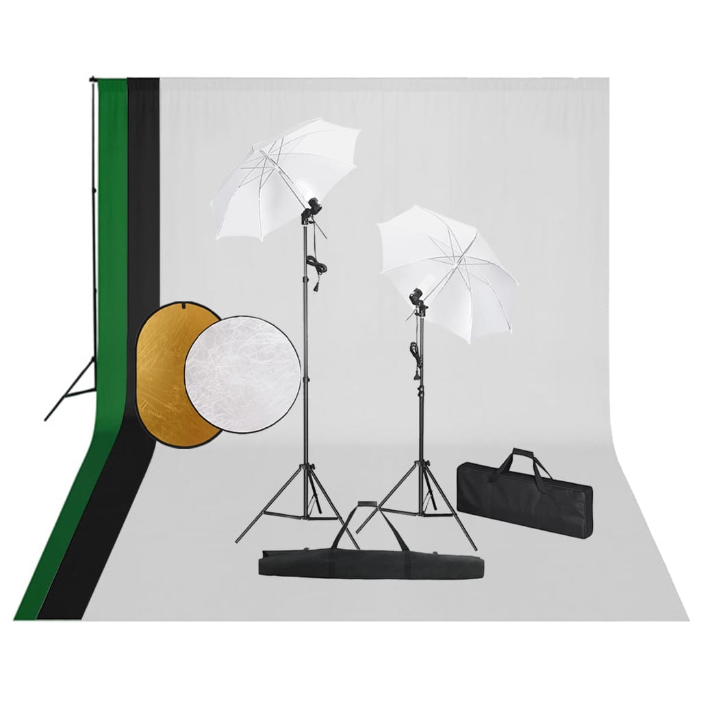 Vidaxl Photo Studio Set mit Lampen, Hintergrund und Reflektor