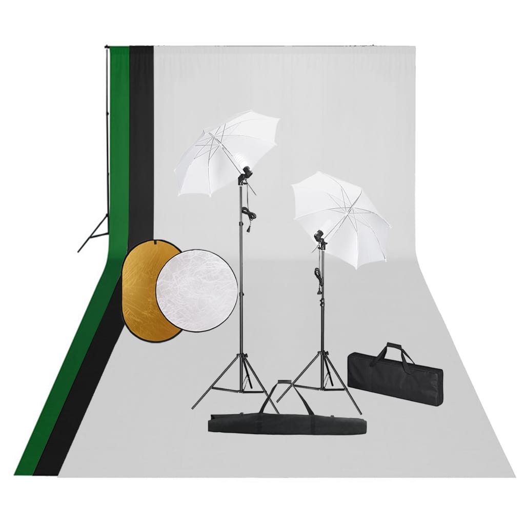 Vidaxl Photo Studio Set mit Lampen, Hintergrund und Reflektor