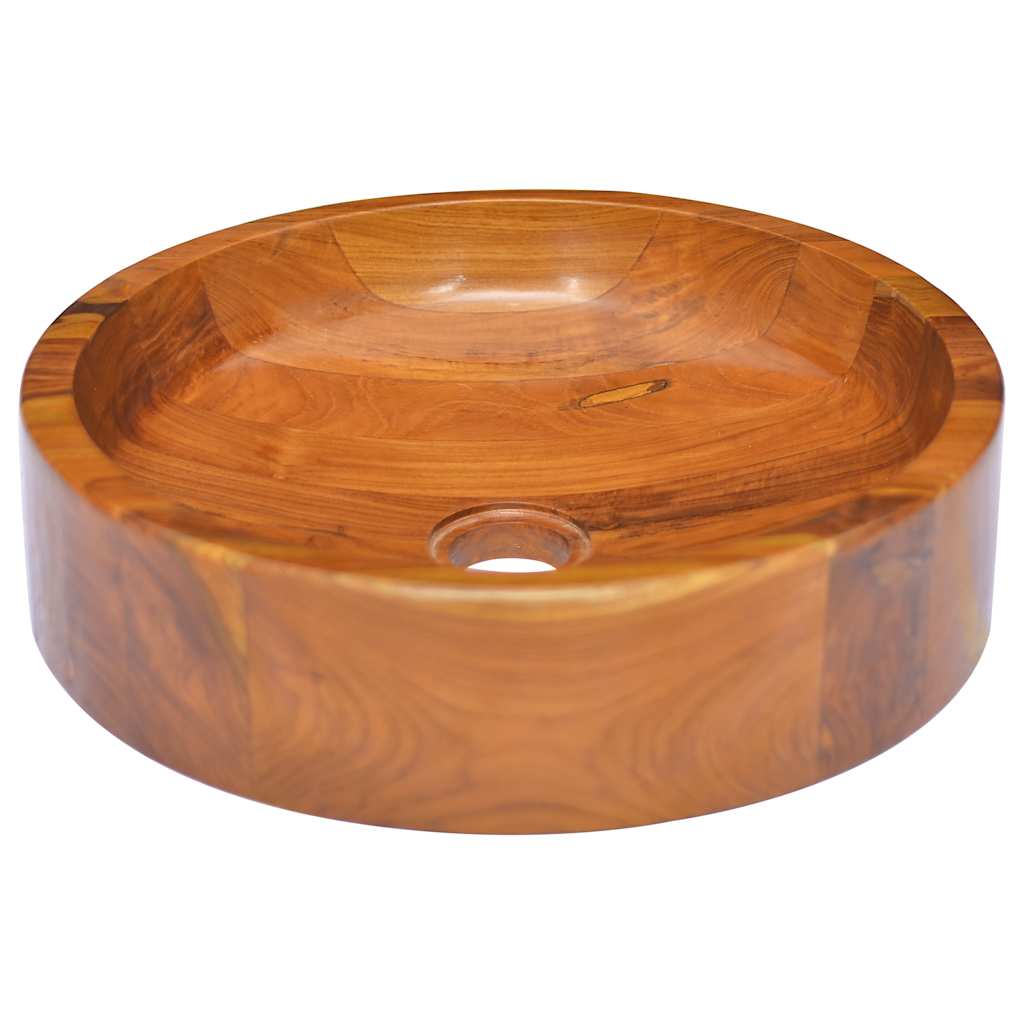 VIDAXL WASHBAIN Ø40x10 cm Festes Teak