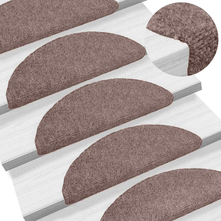 VidaXL Stufenmatten selbstklebend 5 Stück 56x17x3 cm hellbraun halbrund