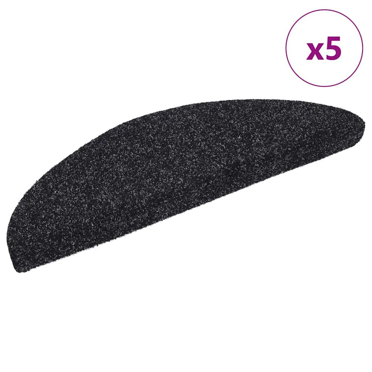 Vidaxl Treppenmatten Selbstadhäsiv 5 ST 56x17x3 cm Nadel sich schwarz gefühlt