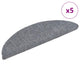 Vidaxl Treppenmatten Selbstadhäsiv 5 ST 56x17x3 cm Nadel hellgrau