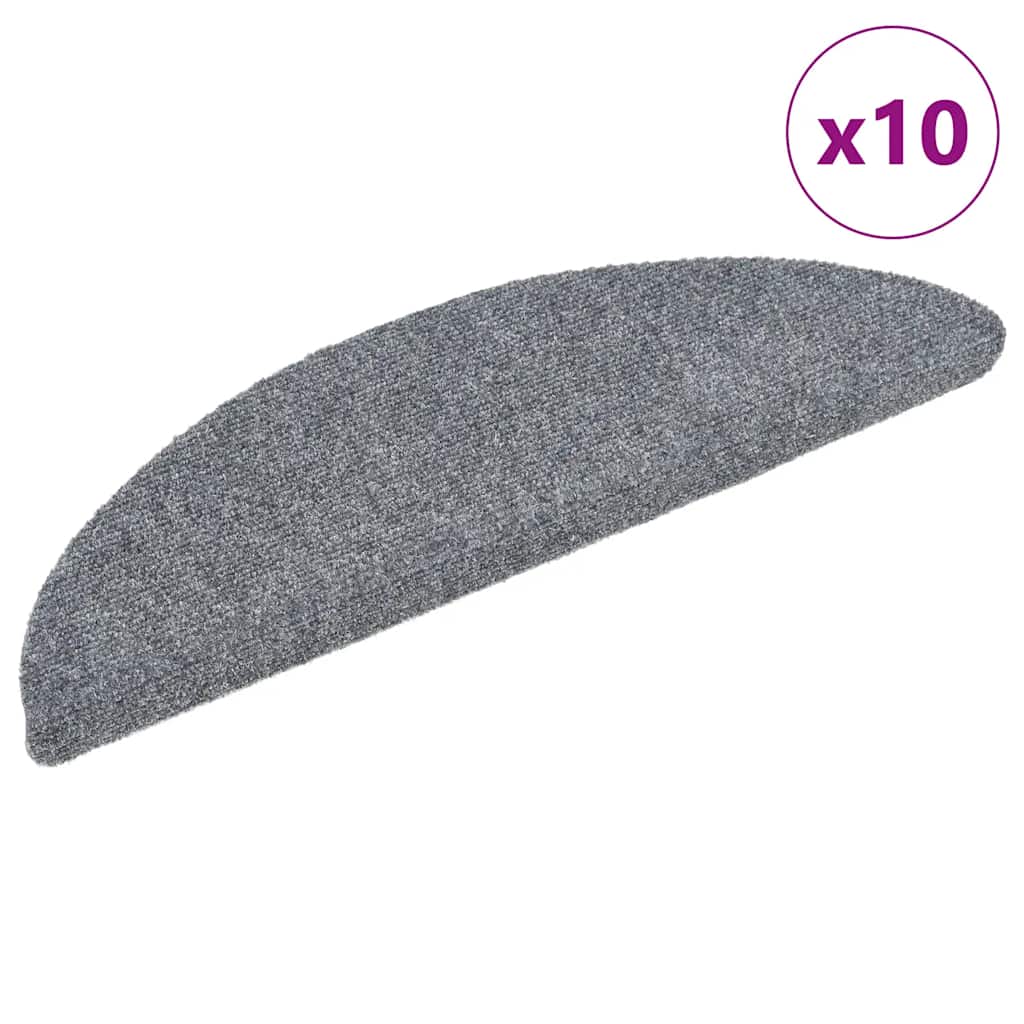 Vidaxl Treppenmatten Selbstadhäsiv 10 ST 56x17x3 cm Nadel hellgrau