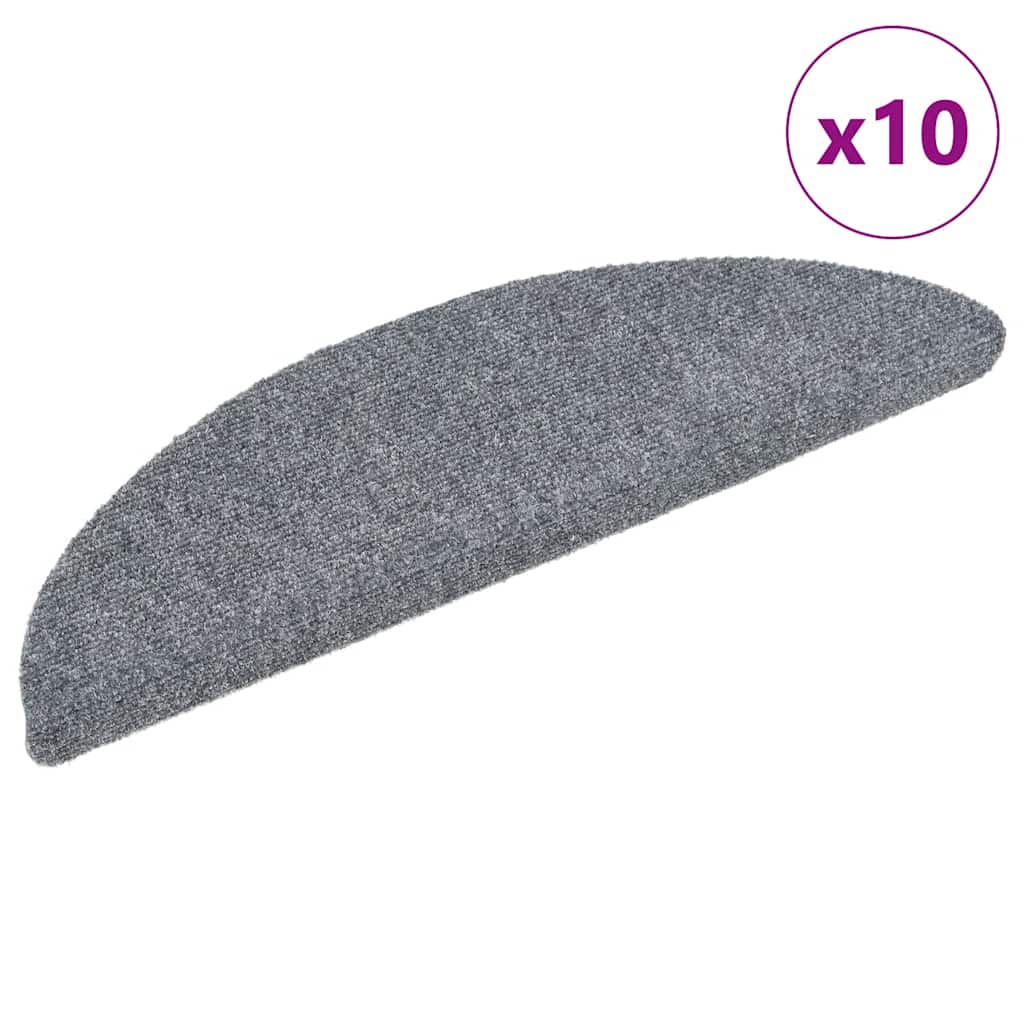Vidaxl Treppenmatten Selbstadhäsiv 10 ST 56x17x3 cm Nadel hellgrau