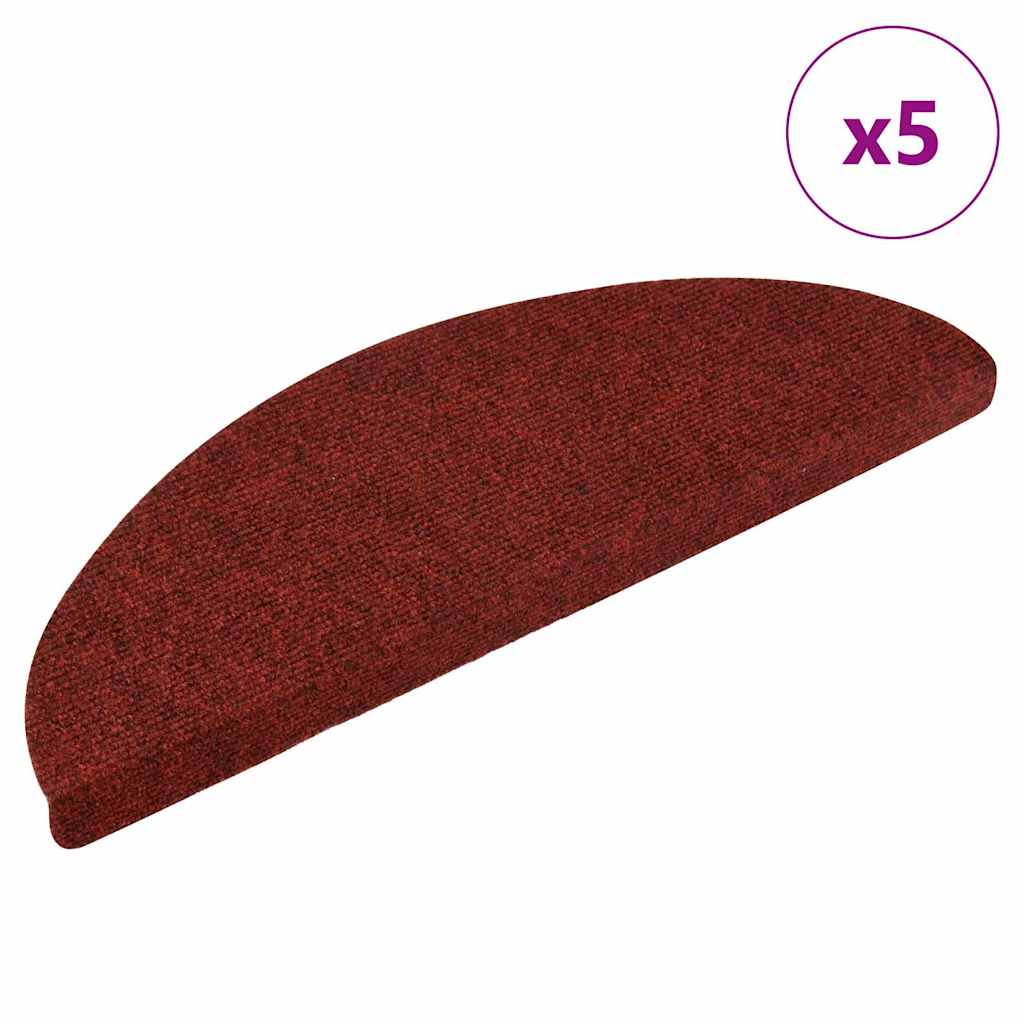 Vidaxl Treppenmatten Selbstadhäsiv 5 ST 56x17x3 cm Nadel rot gefühlt