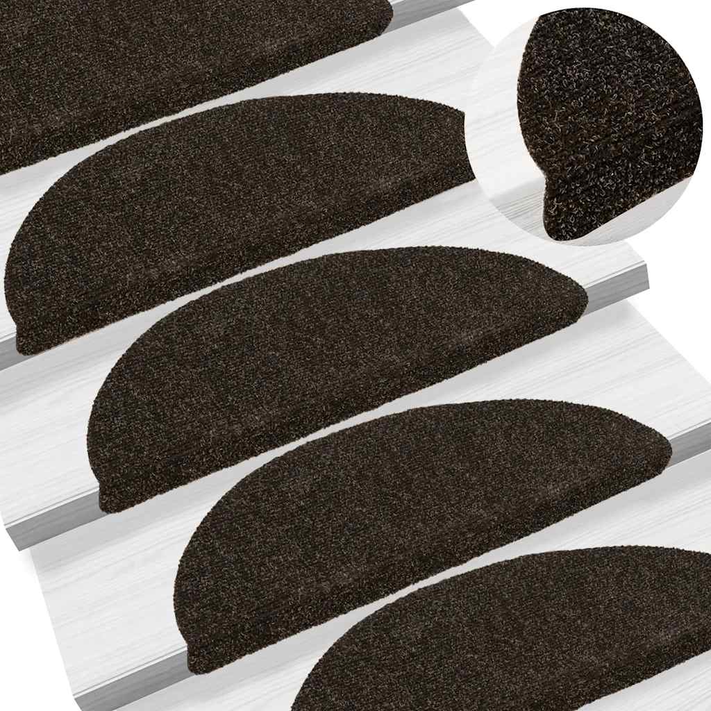 Vidaxl Treppenmatten Selbstadhäsiv 5 ST 56x17x3 cm Nadel dunkelbraun angefühlt