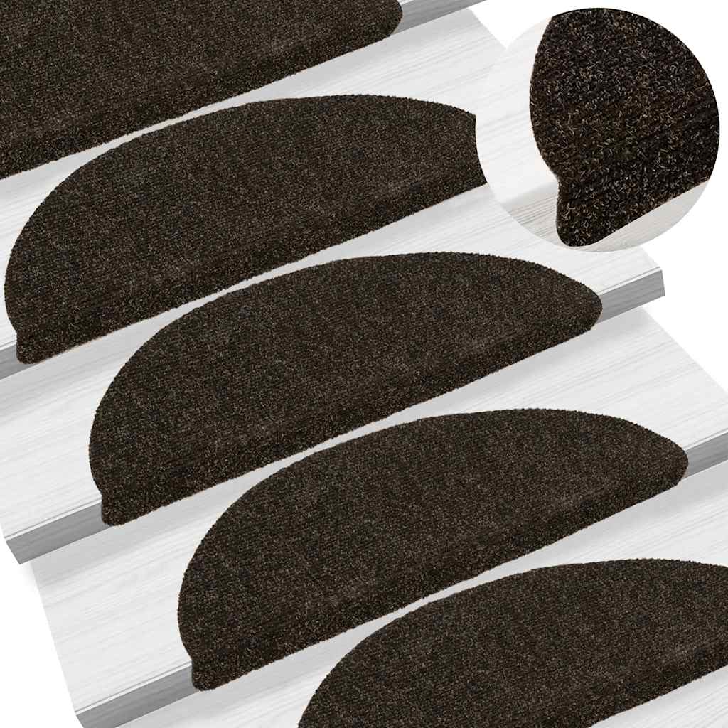 Vidaxl Treppenmatten Selbstadhäsiv 10 ST 56x17x3 cm Nadel sich dunkelbraun anfühlt