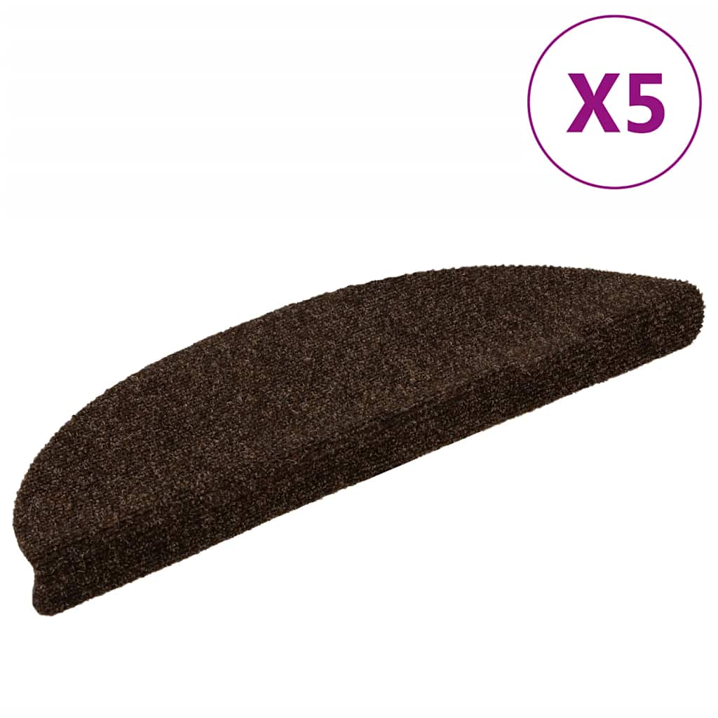 Vidaxl Treppenmatten Selbstadhäsiv 5 ST 56x17x3 cm Nadel braun